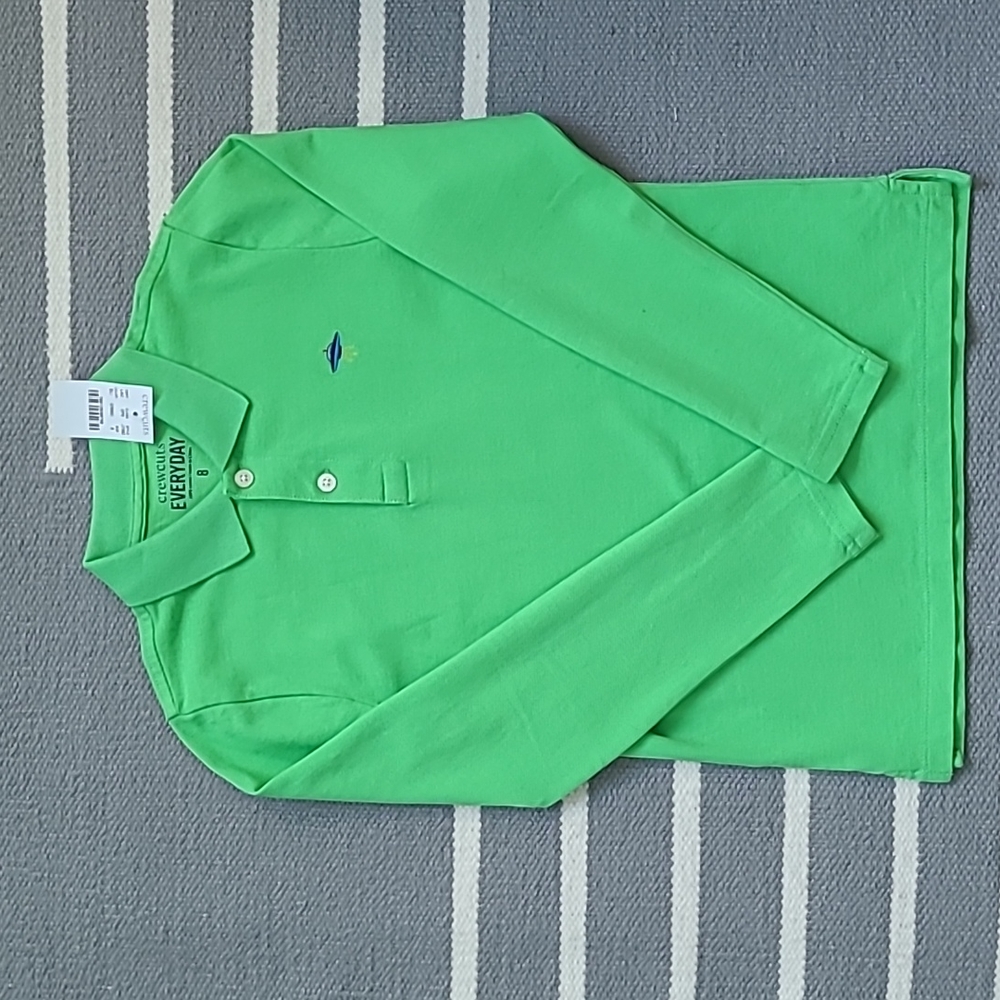 J.Crew Crewcuts Polo Long-Sleeved Shirt in Apple Green | Size 8 | NWT